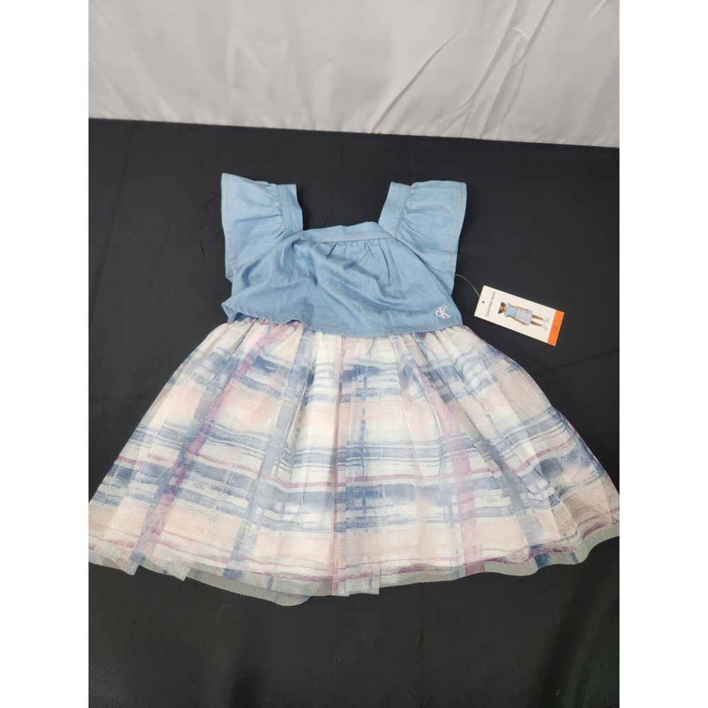 Kalvin Klein Jeans Girls Dress, Blue‎ Plaid, Size 2T